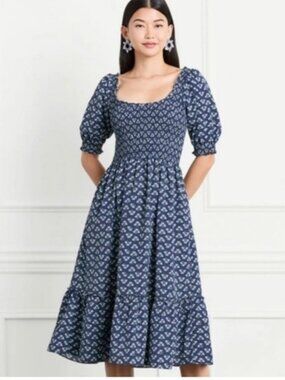 Louisa Nap Dress - Posy Navy Crepe